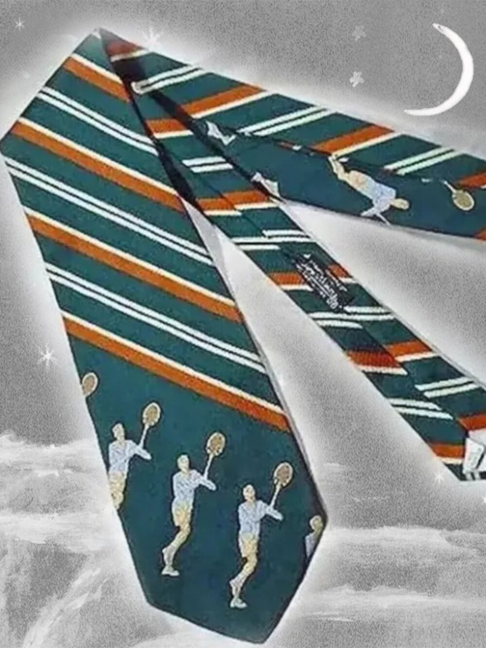Vintage Wide Tie Funky TENNIS Player Sports Necktie, Disco Era